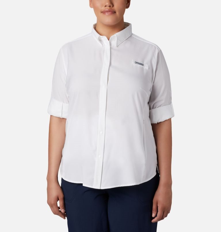 Camasa Columbia PFG Tamiami II Long Sleeve Dama Albi | Plus Size WCQ9ZM701